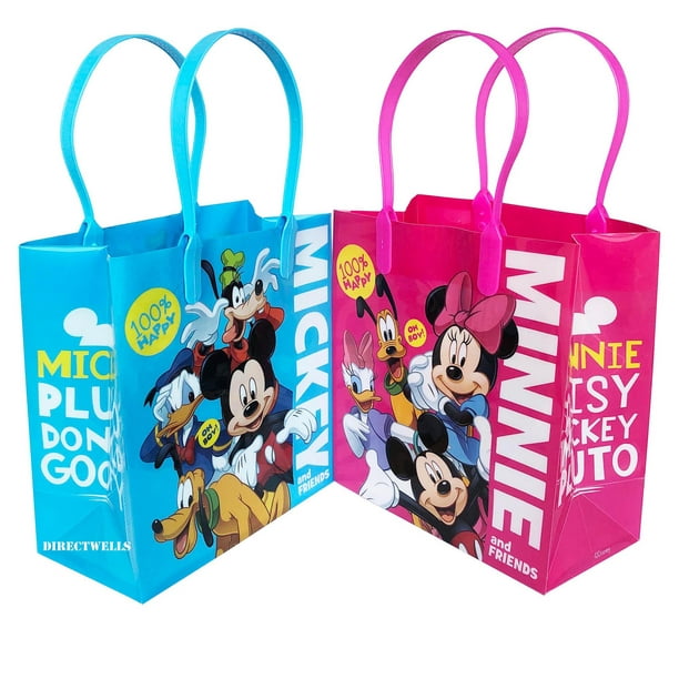 12 Bags Disney Mickey and Minnie Mouse Reusable Premium Party Favor Goodie Medium Gift Bags 8 